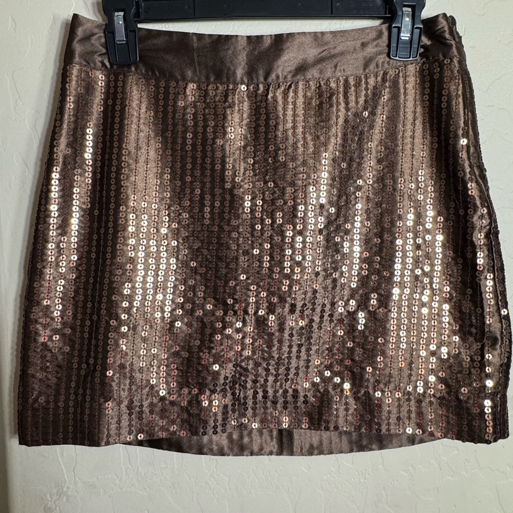 Gap Brown Sequin Mini Skirt Size 10 NWT Party Y2K Holiday Lined Sparkle Skirt